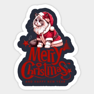 Merry Christmas Ragdoll Cat Sticker